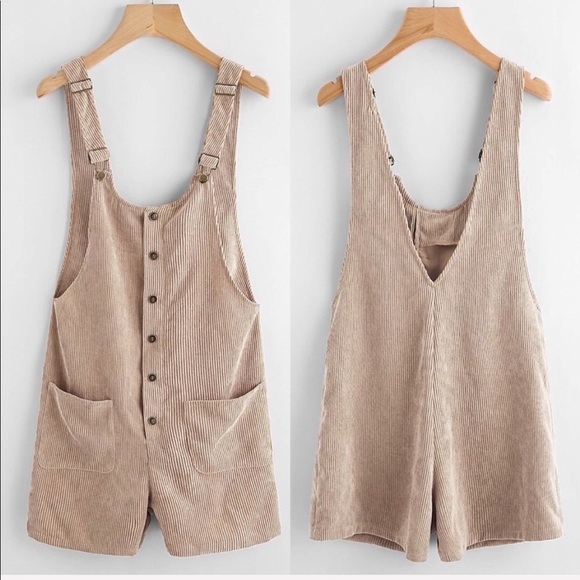 Pants - Buttoned Corduroy Romper Overall